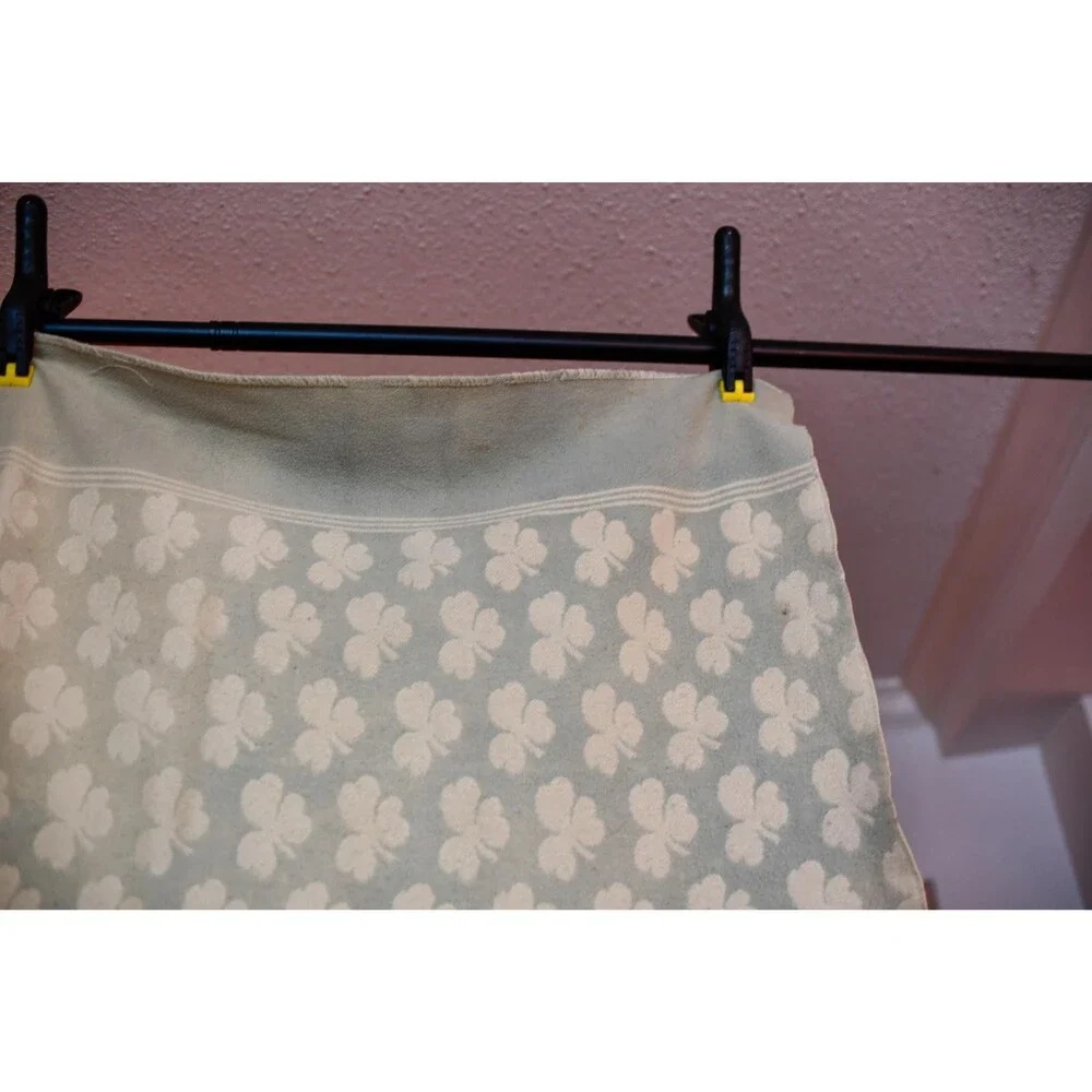 Antique Wool Camp Blanket: Double-Sided Shamrock Jacquard Weave Eleanor Stokes